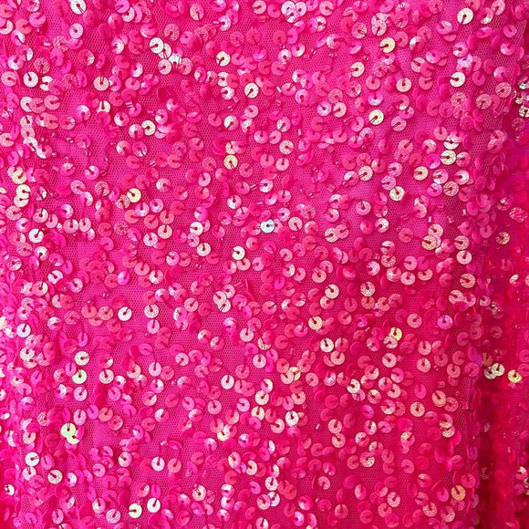 STUNNING PROM HOMECOMING DRESS, Aleta Long Open Back HOT PINK Sequined Lined, 00 - Picture 12 of 12